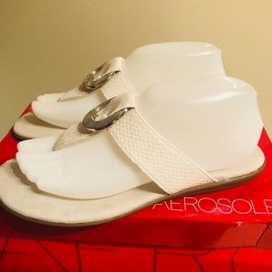 New Aerosoles Chlub White Snake Print Sandals